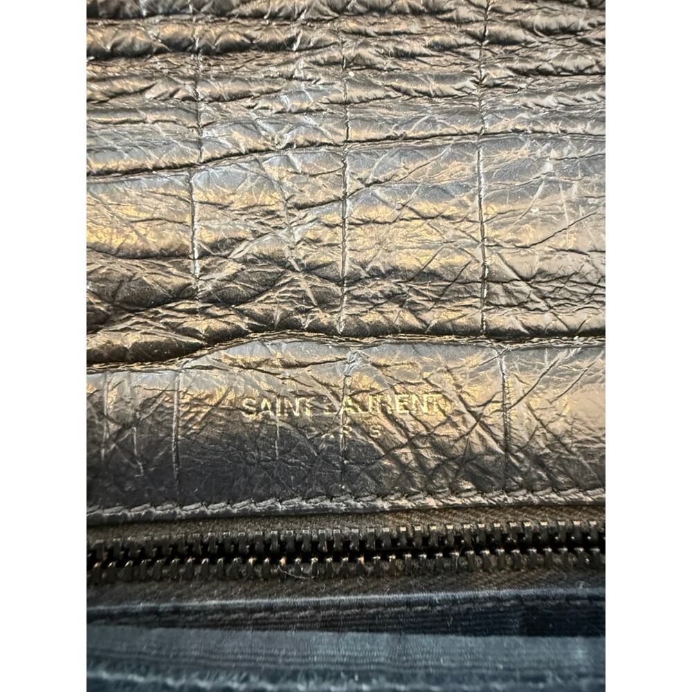 Saint Laurent Niki Medium Croc-Embossed Bag in Black - Picture 7 of 15